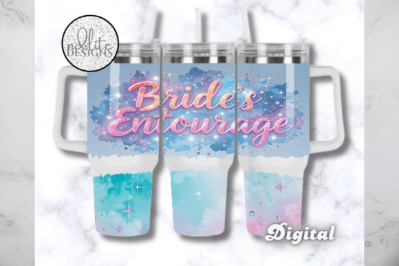 Download Blue Pink Bridesmaid 40 Oz Tumbler Wrap - Bride Collection