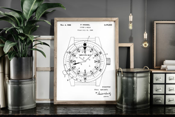 Download Divers Watch Patent Art Poster Blueprint - Premium Bundle
