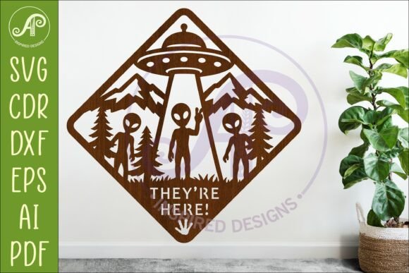 Download Funny Alien UFO They're Here Wall Sign - Ufo Collection