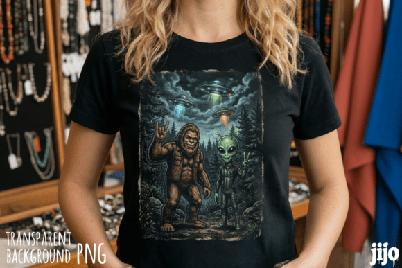 Download Bigfoot Alien Ufo Forest PNG - Ufo Collection