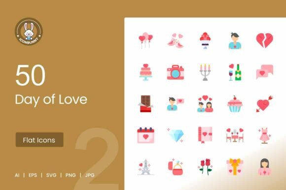 Download Day of Love Flat Multicolor Icons - Day of love Collection
