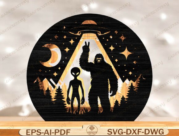 Download Alien Bigfoot UFO Lantern Laser Cut File - Ufo Collection